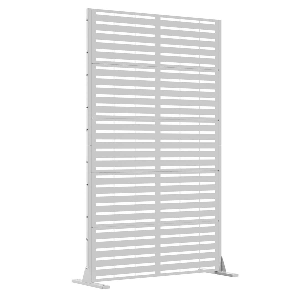 EROMMY 72''H×47'' Metal Privacy Screen, Freestanding Outdoor Privacy Screen with Upgraded Thickened Posts & Panels and Heavy Base, White Louvered(Consist of 5 Panels)