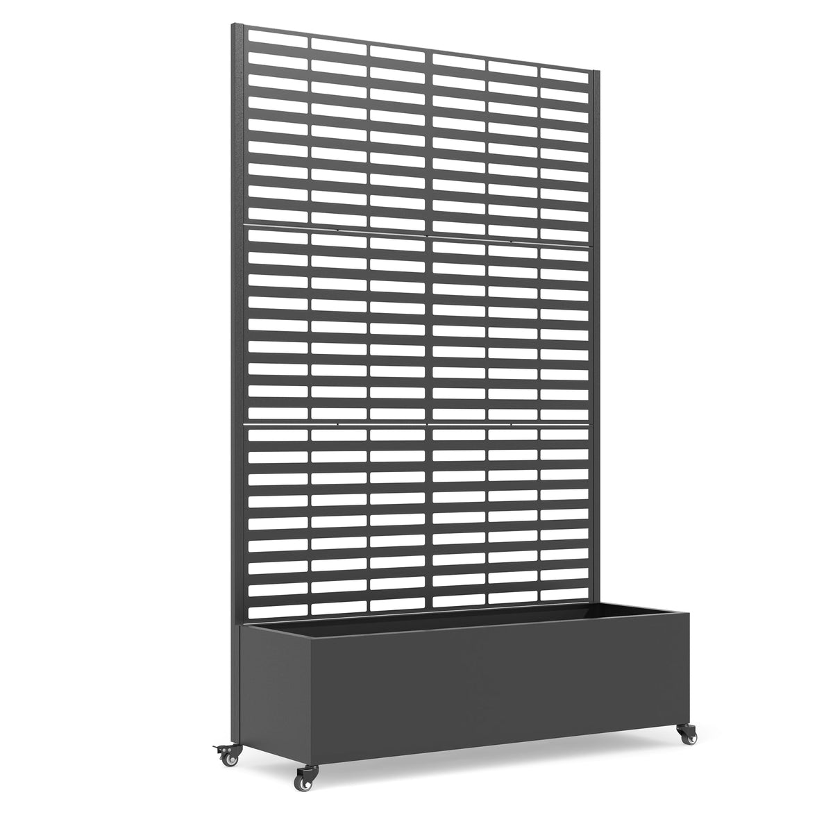 EROMMY Metal Planter Box with Trellis, 73"x 47"x 16" Raised Garden Bed with Wheels and Drainage Holes, Planter with Trellis for Garden, Balcony and Patio, Black