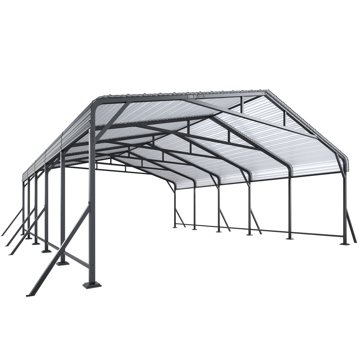 EROMMY 20' x 24' Outdoor Steel Carport with Galvanized Steel Frame and Roof