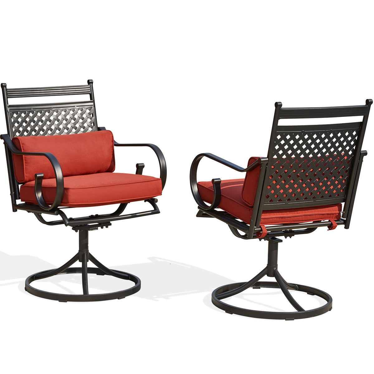 EROMMY Patio Swivel Chair Set of 4, Outdoor Dining Chairs with Cushions for Porch, Deck, and Garden, Red