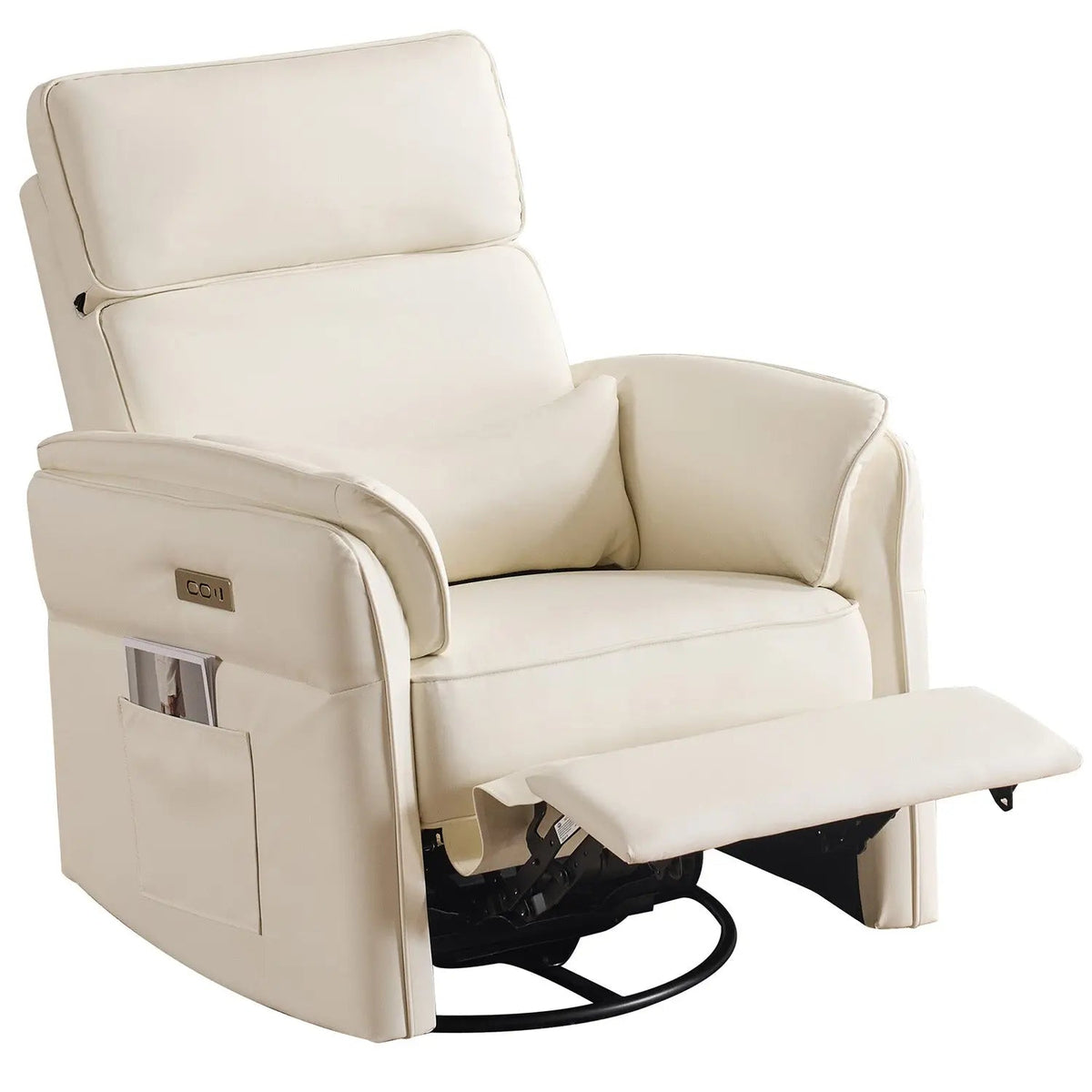 EROMMY Power Swivel Rocking Recliner Chair with Adjustable Headrest and Armrests, Beige