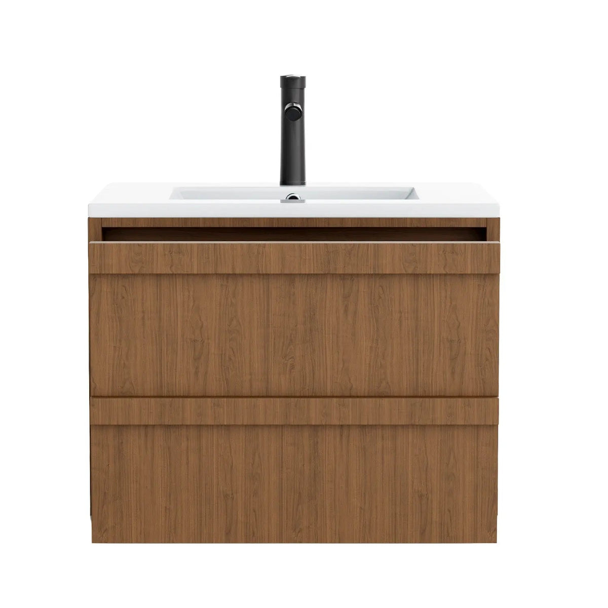 EROMMY 24 Inch Bathroom Vanity with Sink, Floating Bathroom Vanity with 2 Large Storage Drawers, Wood Grain Wall Mounted Bathroom Cabinet, Walnut