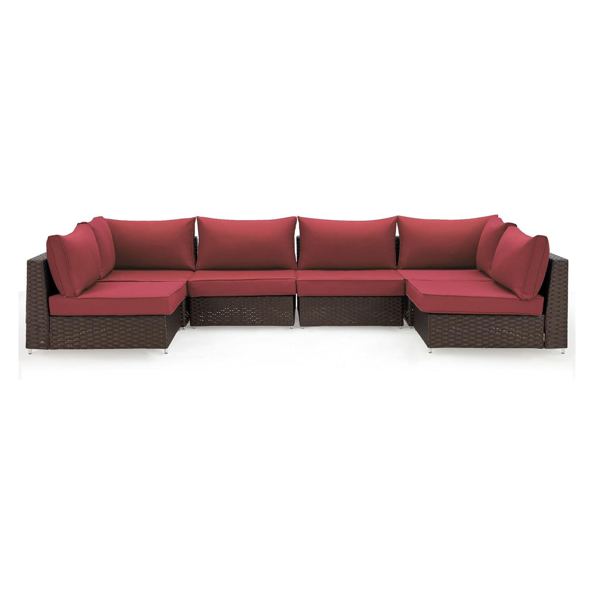 EROMMY Outdoor Replacement Cushions for 6-Seat Patio Conversation Set, Wine Red
