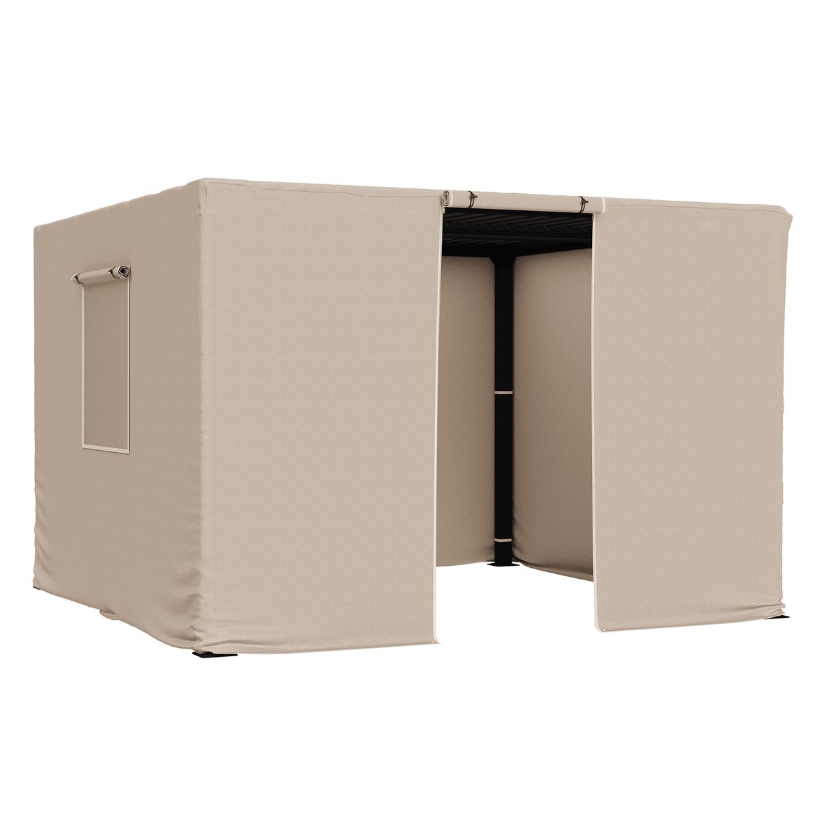 Erommy 12FT X 12FT Pergola Winter Cover,  All-Season Pergola Accessory, Outdoor Pergola Cover with Sidewalls and Mesh Windows, Waterproof Enclosure for Weather Protection, Fits Most Pergola Sizes, Beige