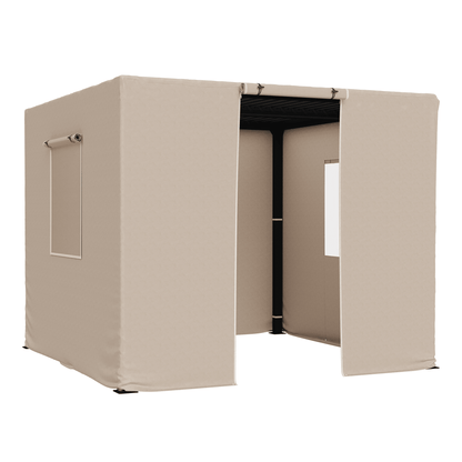 Erommy 10FT X 10FT Pergola Winter Cover with Sidewalls and Mesh Windows, Beige