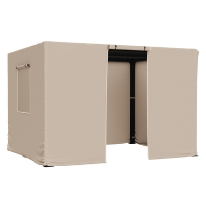 Erommy 10FT X 12FT Pergola Winter Cover with Sidewalls and Mesh Windows, Fits Most Pergola Sizes, Beige