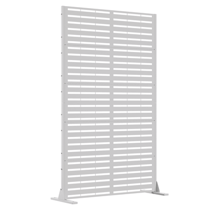 EROMMY 72''H×47'' Metal Privacy Screen, Freestanding Outdoor Privacy Screen with Upgraded Thickened Posts & Panels and Heavy Base, White Louvered(Consist of 5 Panels)
