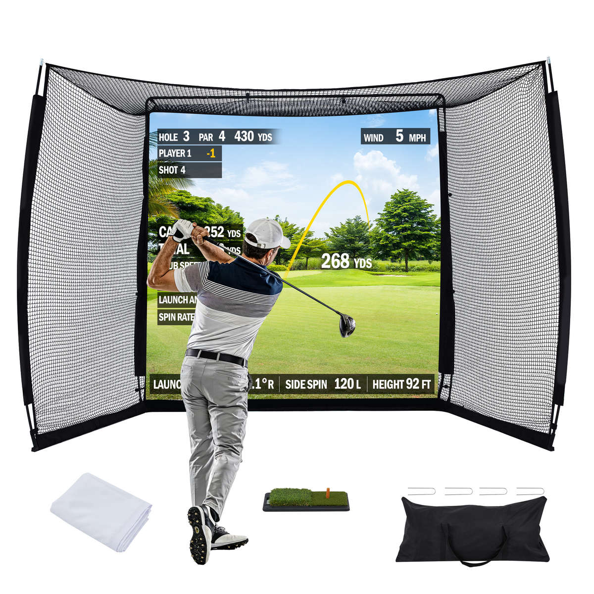 EROMMY 10x8ft Golf Practice Hitting Net with Impact Screen