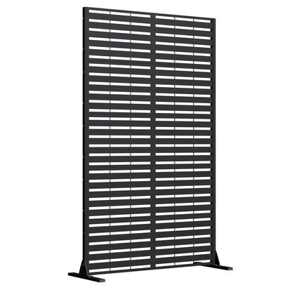 EROMMY 72" H×44" W Metal Privacy Screen, Free Standing Privacy Screen with Stable Heavy Base for Deck, Porch, Patio, Outdoor and Balcony, Black Louvered (Consist of 5 Panels)