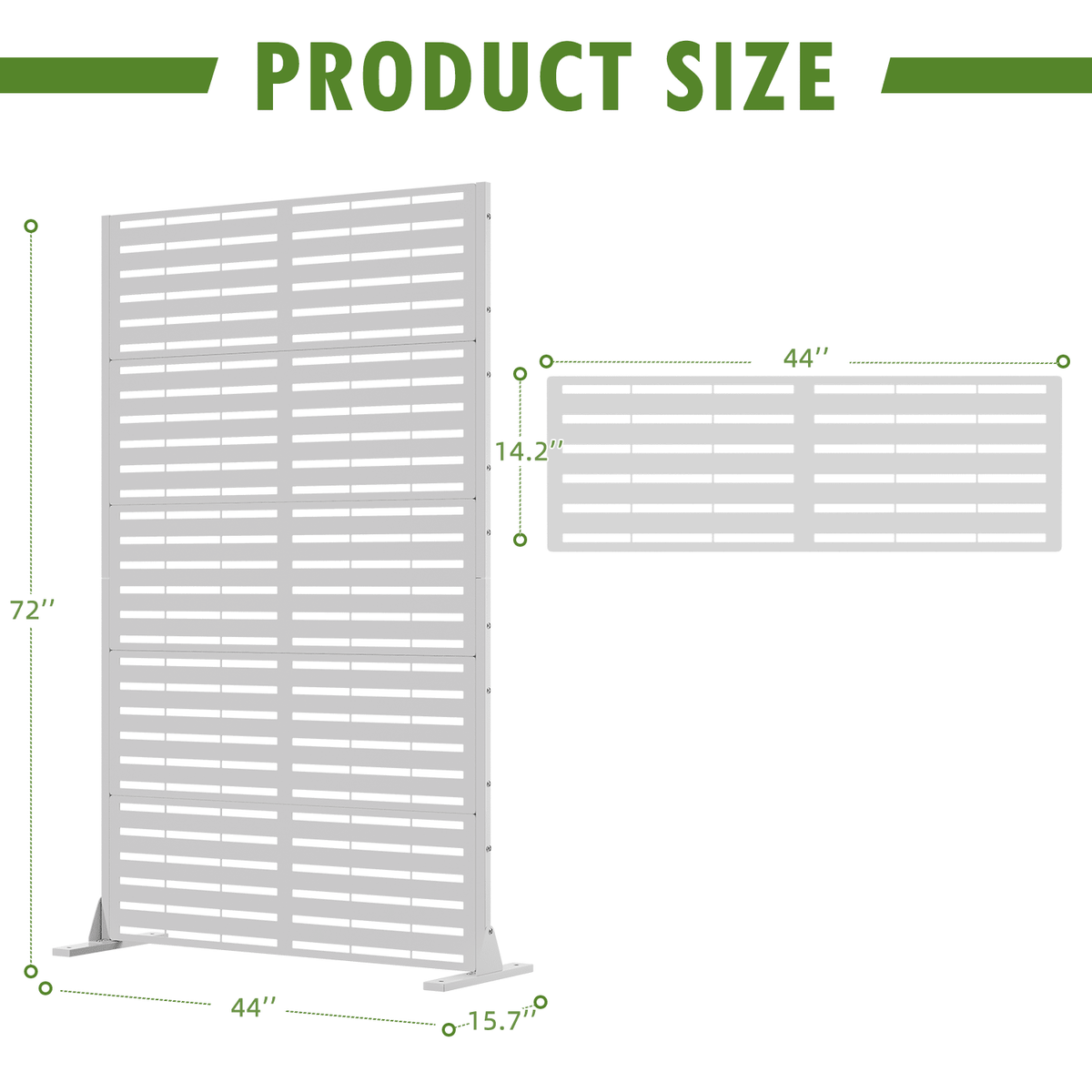 EROMMY 72''H×47'' Metal Privacy Screen, Freestanding Outdoor Privacy Screen with Upgraded Thickened Posts & Panels and Heavy Base, White Louvered(Consist of 5 Panels)