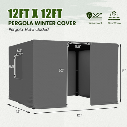 Erommy 12FT X 12FT Pergola Winter Cover,  All-Season Pergola Accessory, Fits Most Pergola Sizes