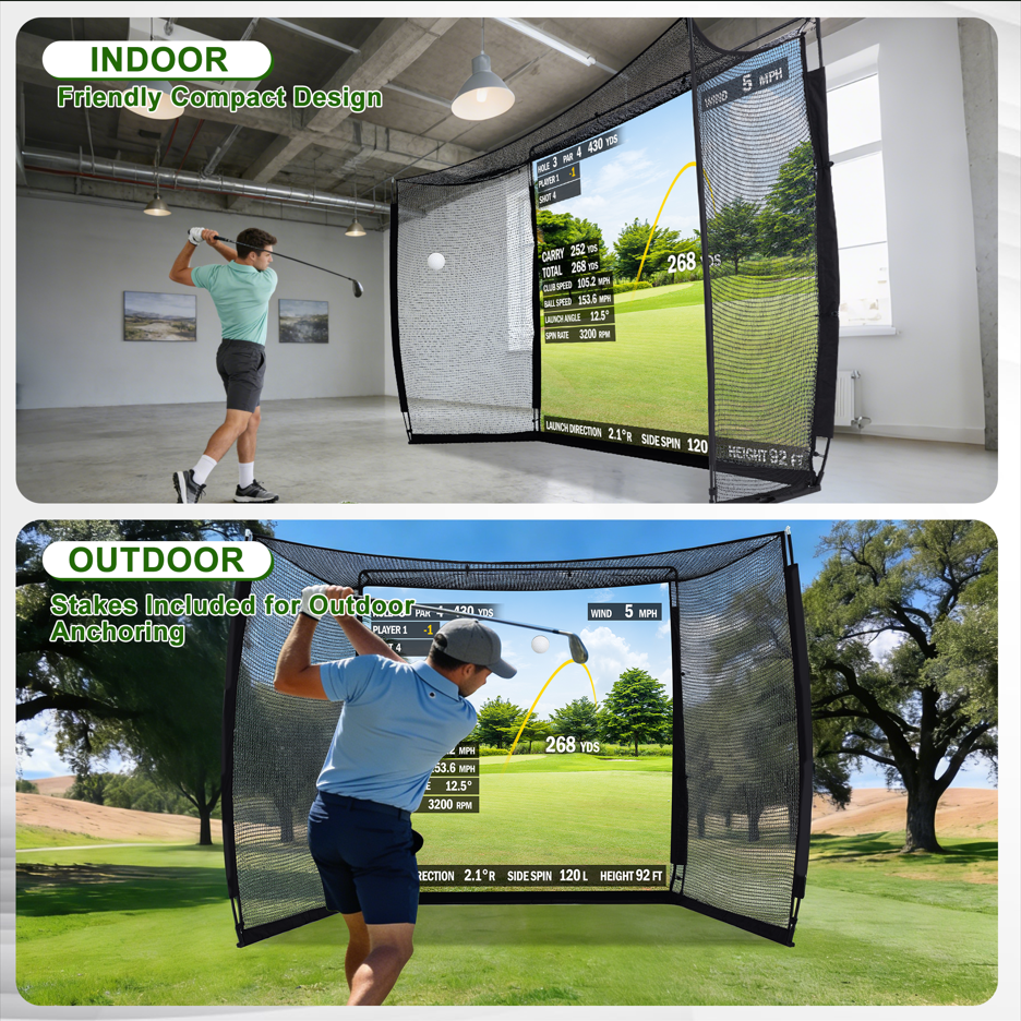 EROMMY 10x8ft Golf Practice Hitting Net with Impact Screen