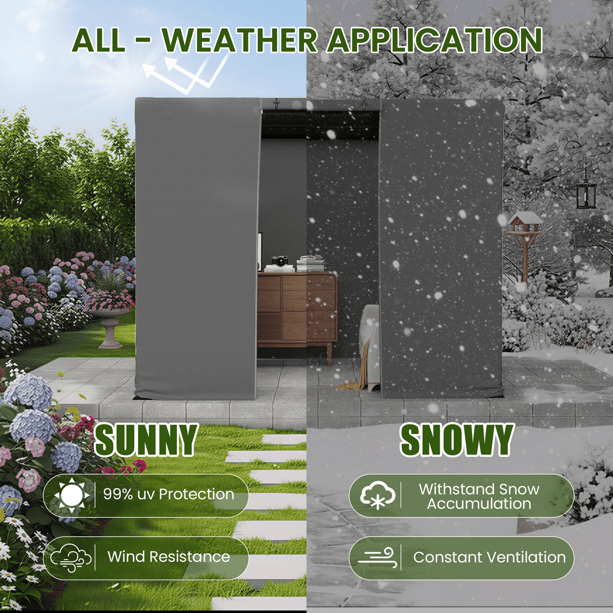 Erommy 12FT X 12FT Pergola Winter Cover,  All-Season Pergola Accessory, Fits Most Pergola Sizes