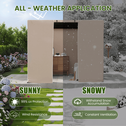 Erommy 10FT X 10FT Pergola Winter Cover with Sidewalls and Mesh Windows, Beige