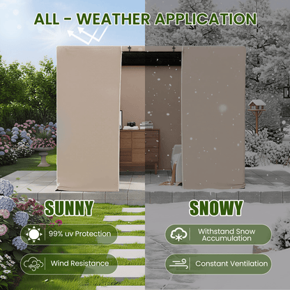 Erommy 12FT X 12FT Pergola Winter Cover,  All-Season Pergola Accessory, Outdoor Pergola Cover with Sidewalls and Mesh Windows, Waterproof Enclosure for Weather Protection, Fits Most Pergola Sizes, Beige