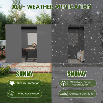 12FT X 20FT Pergola Winter Cover,  All-Season Pergola Accessory, Outdoor Pergola Cover with Sidewalls and Mesh Windows, Waterproof Enclosure for Weather Protection, Fits Most Pergola Size, Gray