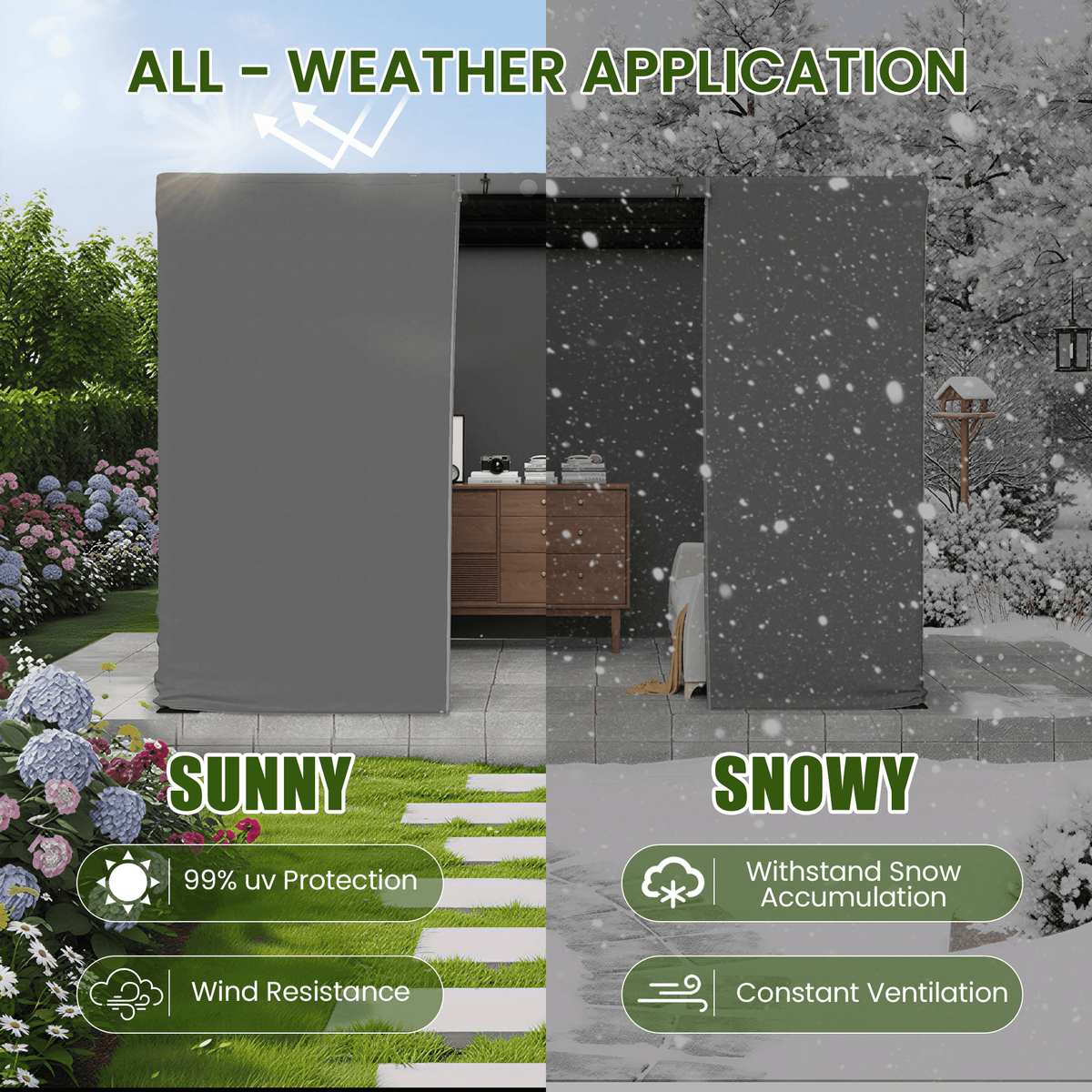 10FT X 12FT Pergola Winter Cover,  All-Season Pergola Accessory, Outdoor Pergola Cover with Sidewalls and Mesh Windows, Waterproof Enclosure for Weather Protection, Fits Most Pergola Sizes