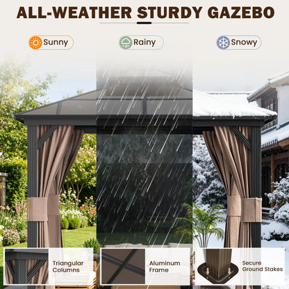 EROMMY 10X10 Gazebo with Polycarbonate Double Roof