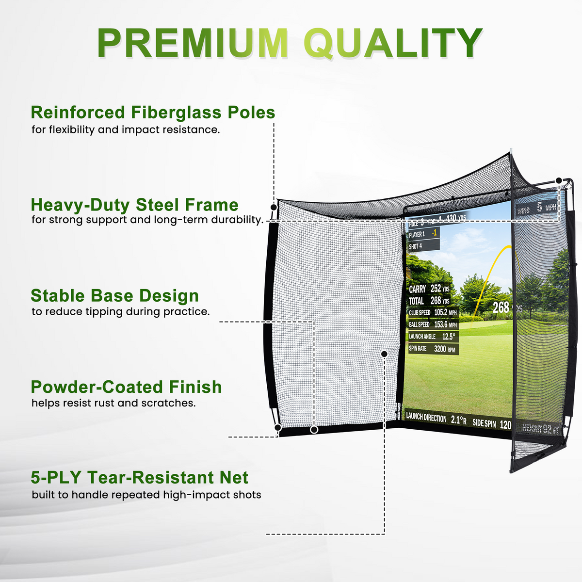 EROMMY 10x8ft Golf Practice Hitting Net with Impact Screen
