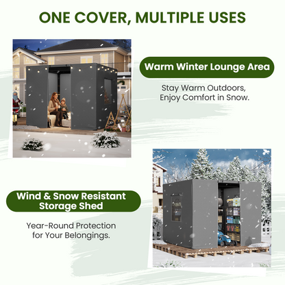 Erommy 10FT X 10FT Pergola Winter Cover with Sidewalls and Mesh Windows, Fits Most Pergola Sizes