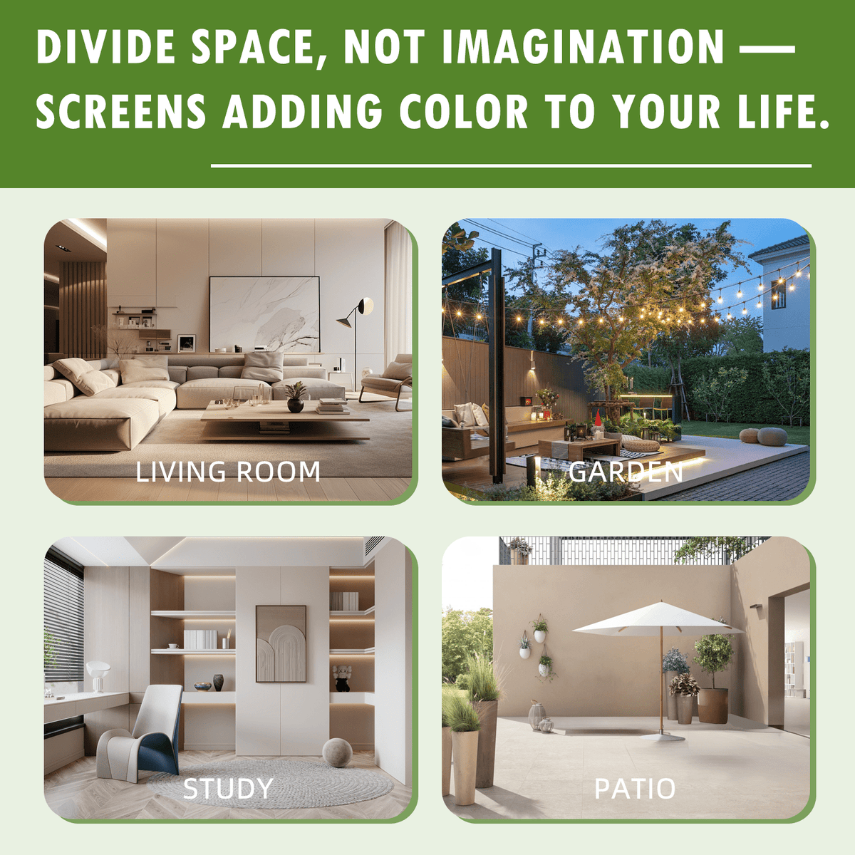 EROMMY 72''H×47'' Metal Privacy Screen, Freestanding Outdoor Privacy Screen with Upgraded Thickened Posts & Panels and Heavy Base, White Louvered(Consist of 5 Panels)