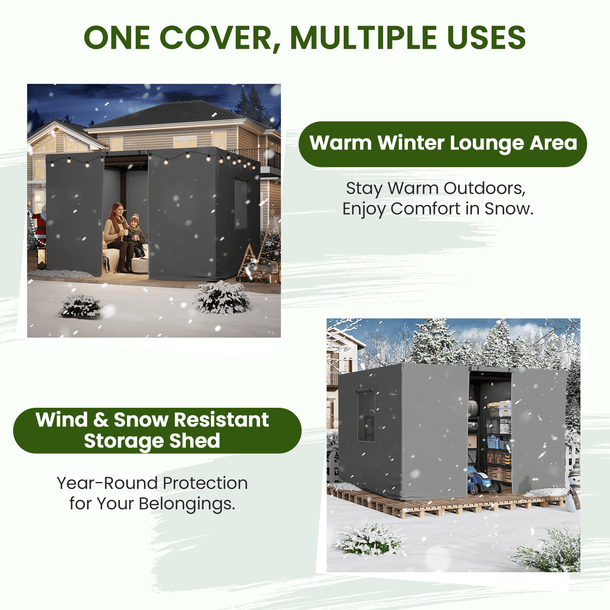 Erommy 12FT X 12FT Pergola Winter Cover,  All-Season Pergola Accessory, Fits Most Pergola Sizes