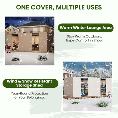 Erommy 12FT X 20FT Pergola Winter Cover,  All-Season Pergola Accessory, Outdoor Pergola Cover with Sidewalls and Mesh Windows, Waterproof Enclosure for Weather Protection, Fits Most Pergola Sizes