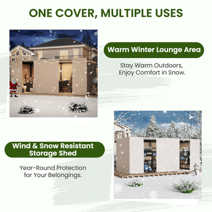 10FT X 20FT Pergola Winter Cover with Sidewalls and Mesh Windows, Fits Most Pergola Sizes