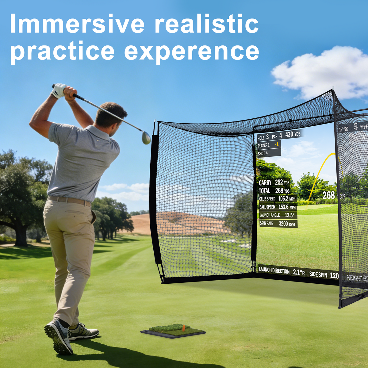 EROMMY 10x8ft Golf Practice Hitting Net with Impact Screen