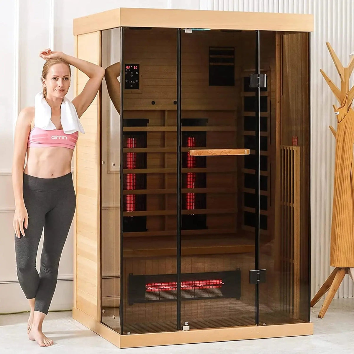 EROMMY Infrared 2 Person Sauna with Chromotherapy Heater for Home or Gym