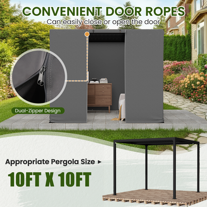 Erommy 10FT X 10FT Pergola Winter Cover with Sidewalls and Mesh Windows, Fits Most Pergola Sizes
