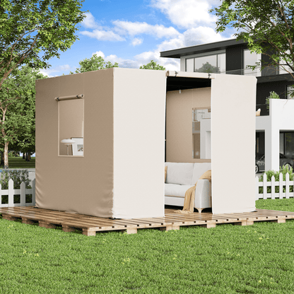 Erommy 10FT X 12FT Pergola Winter Cover with Sidewalls and Mesh Windows, Fits Most Pergola Sizes, Beige