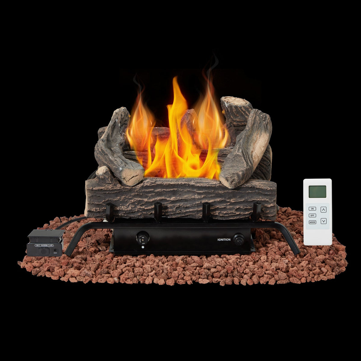 EROMMY 20 Inch Ventless Fireplace Logs Set, Only Used for LP/Propane, Brown