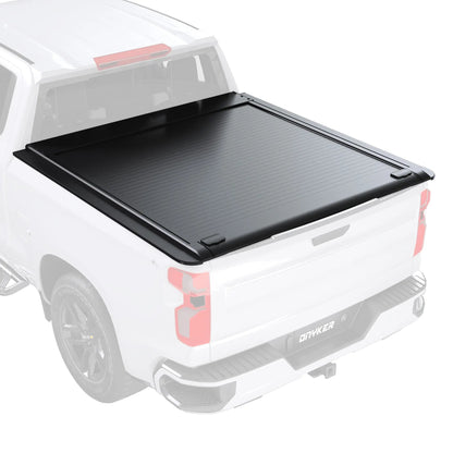 EROMMY Retractable Truck Bed Tonneau Cover for 2015-2026 Chevy Silverado/GMC Sierra 1500 (5'8" /69" Bed) Retractable Hard Truck Bed Cover with Key Lock & LED Light, Aluminum Matte Black
