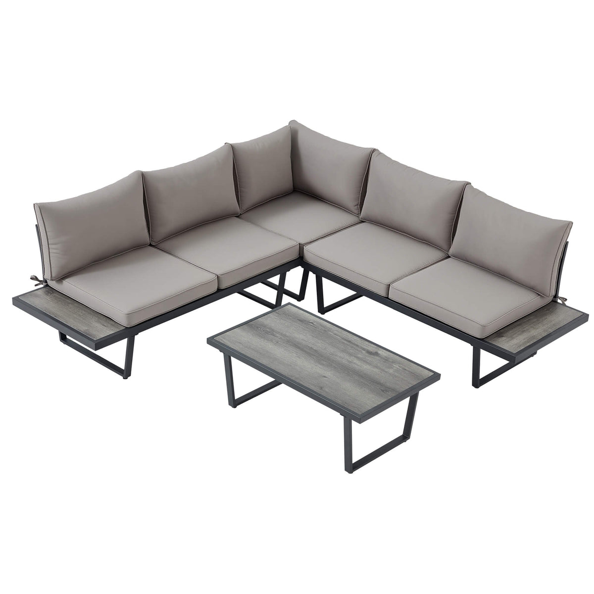 EROMMY Patio Conversation Sets, 4 Piece  Outdoor Patio Furniture Set, Outdoor Furniture with Coffee Table, Gray