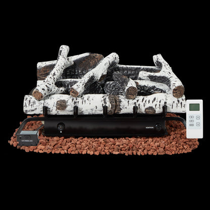 EROMMY 27 Inch Ventless Fireplace Logs Set, Only Used for Natural Gas, White