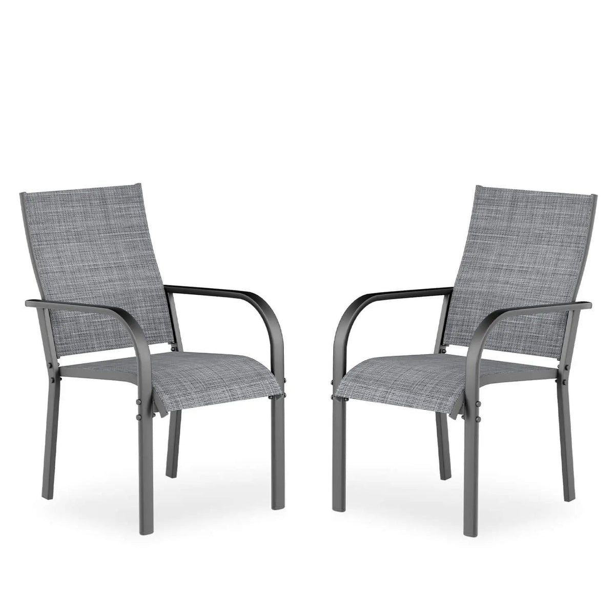 EROMMY Patio Chairs Set of 4, 330 LBS Capacity, 17.83" Widened Outdoor Dining Chairs with All Weather Quick-Drying Textilene & Metal Frame, Gray