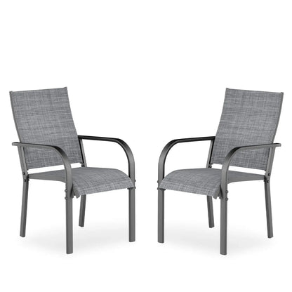 EROMMY Patio Chairs Set of 4, 330 LBS Capacity, 17.83" Widened Outdoor Dining Chairs with All Weather Quick-Drying Textilene & Metal Frame, Gray