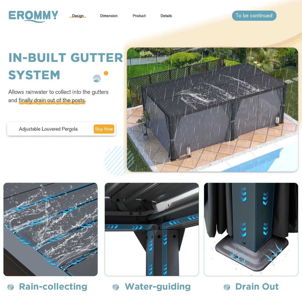 EROMMY 12x24 Adjustable Louvered Pergola with Waterproof Roof (Dark Grey)