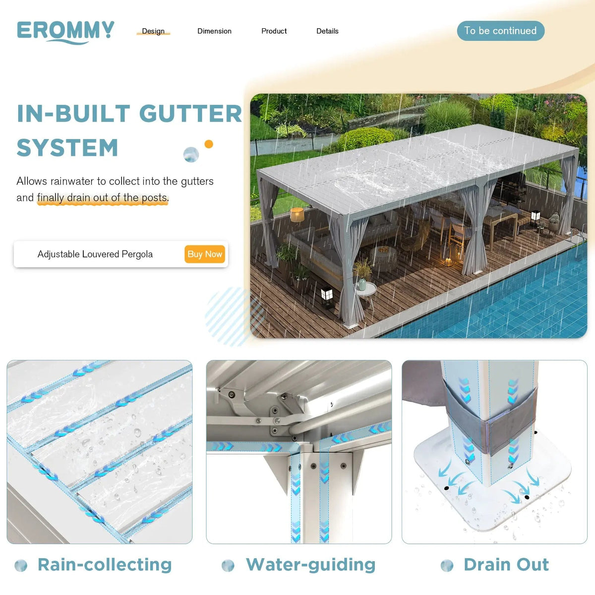 EROMMY 12x20 Freestanding Aluminum Pergola with Louvered Roof, White
