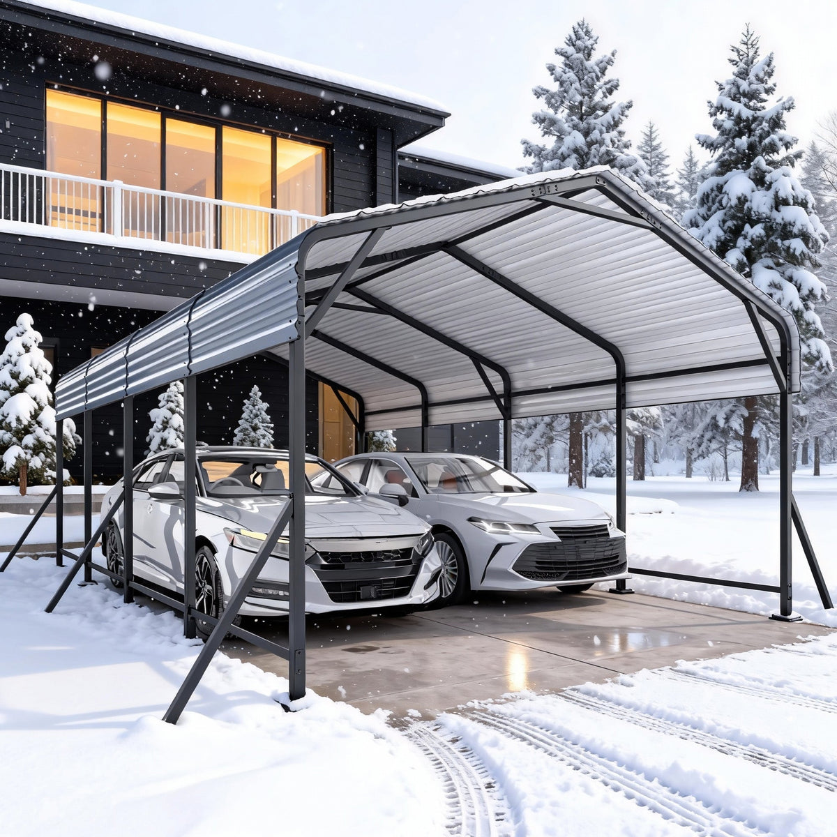 EROMMY 11' x 19' Outdoor Steel Carport with Galvanized Steel Frame and Roof