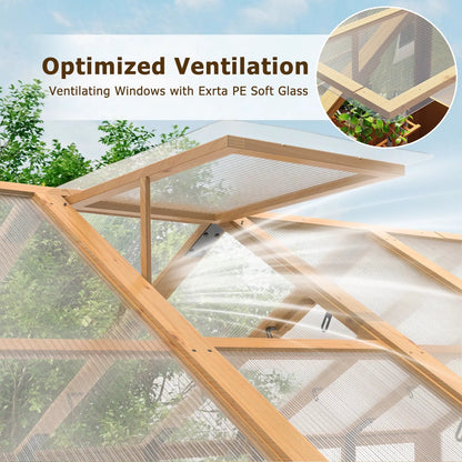 EROMMY 6x8 FT Wooden Greenhouse for Outdoors, Walk-in Greenhouse Kit with 4mm Polycarbonate Panels, Adjustable Roof Vent, Lockable Door, Outdoor Greenhouse for Backyard Garden