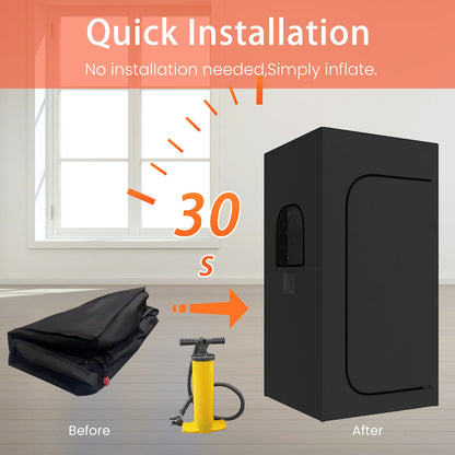 EROMMY Sauna Box,Inflatable Portable Steam Sauna for Home,Sauna Tent with 2.6L Steamer,9 Levels,70.8” x 35.4” x 31.5”