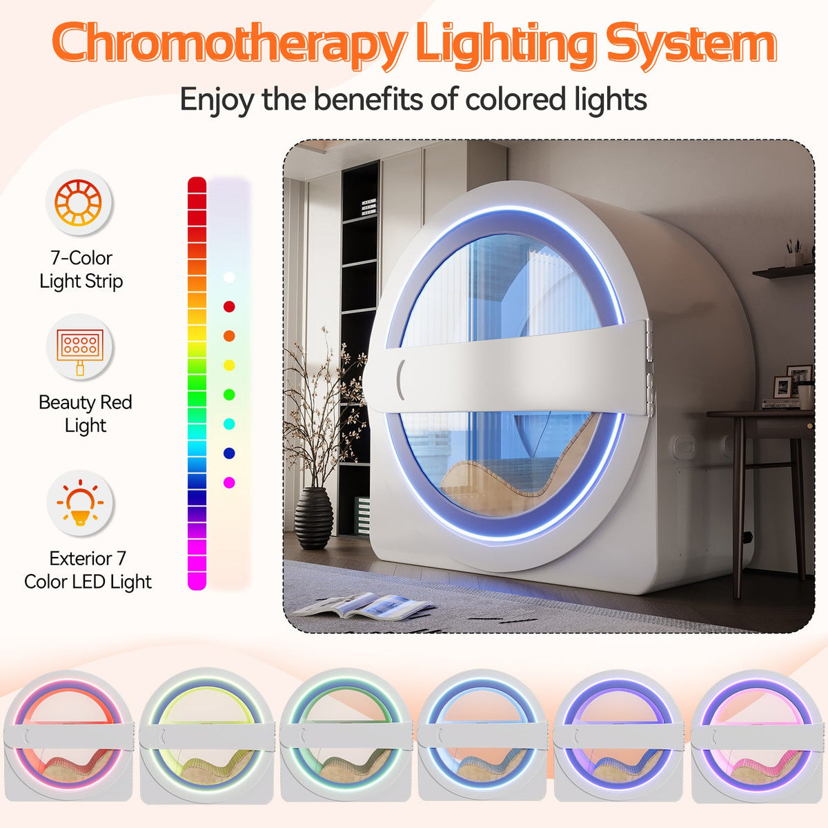 EROMMY Space-Capsule Infrared Sauna with Lounger & Dual-Wave Beauty Light|Pre-Order