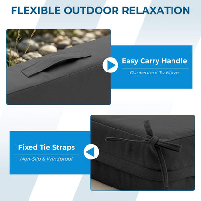 EROMMY Patio Furniture Cushions with Handle and Ties, Waterproof, Fade-resistant Outdoor Couch Cushion, Chair Pads for Dining Chairs, Gray