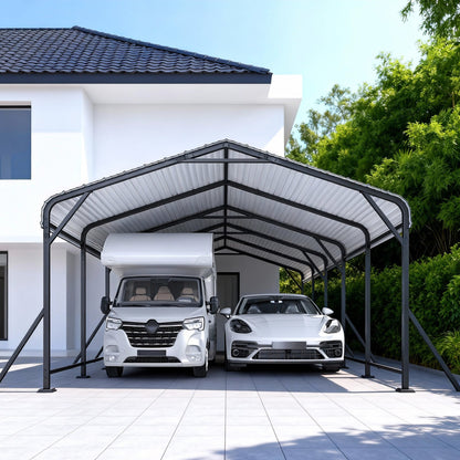 EROMMY 13' x 26' Outdoor Steel Carport with Galvanized Steel Frame and Roof
