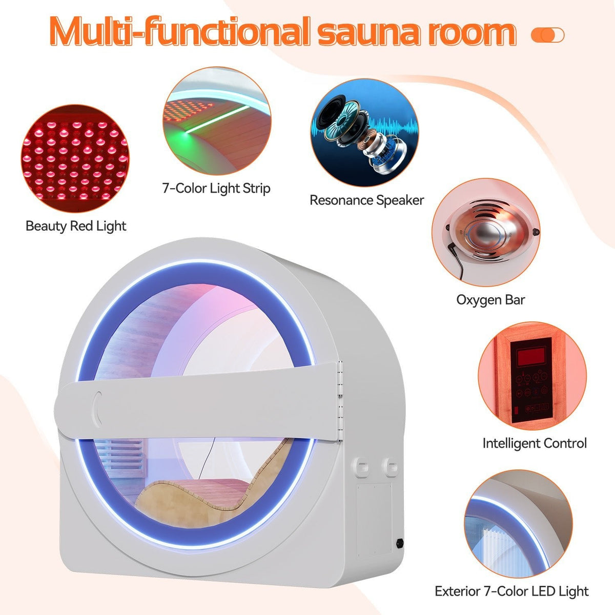EROMMY Space-Capsule Infrared Sauna with Lounger & Dual-Wave Beauty Light|Pre-Order