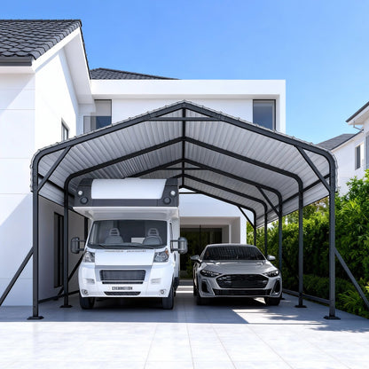 EROMMY 11' x 19' Outdoor Steel Carport with Galvanized Steel Frame and Roof