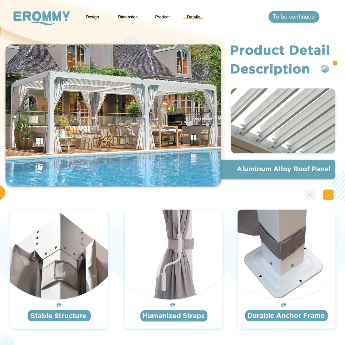 EROMMY 12x20 Freestanding Aluminum Pergola with Louvered Roof, White