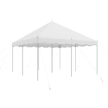 EROMMY 15x15ft Pole Party Tent, Heavy Duty Outdoor Canopy with Carry Bags, Large White Event Tent for 40 People, Ideal for Parties, Weddings, and Gatherings